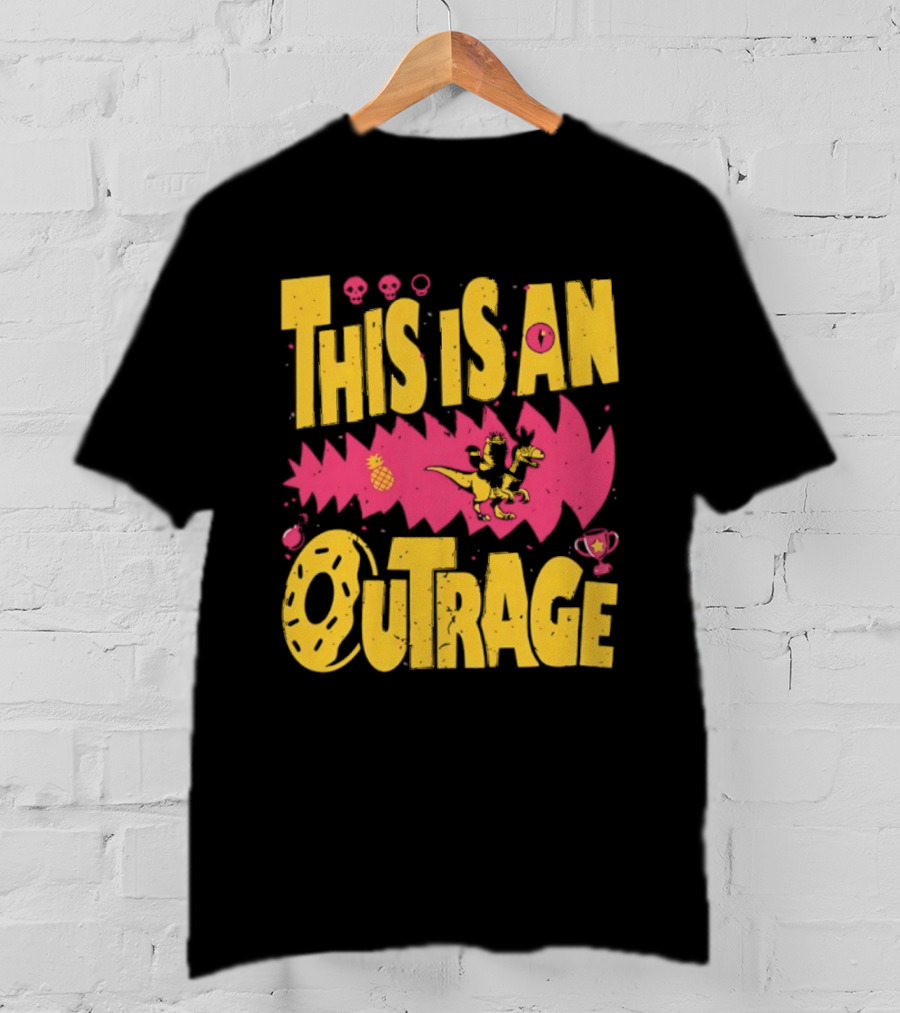 This Is An Outrage Cat Riding Dinosaur With Pineapple T-Shirt
