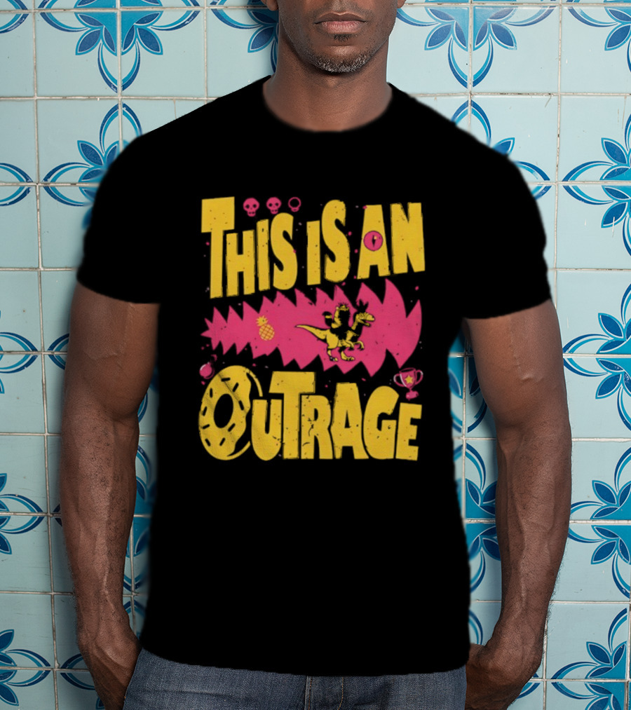 This Is An Outrage Cat Riding Dinosaur With Pineapple T-Shirt