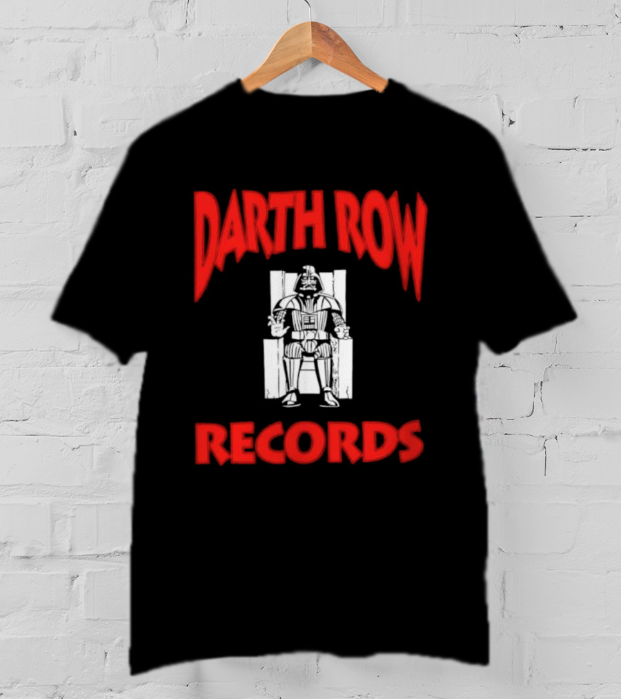 Darth Row Records Sitting Figure Bold Red Text T-Shirt