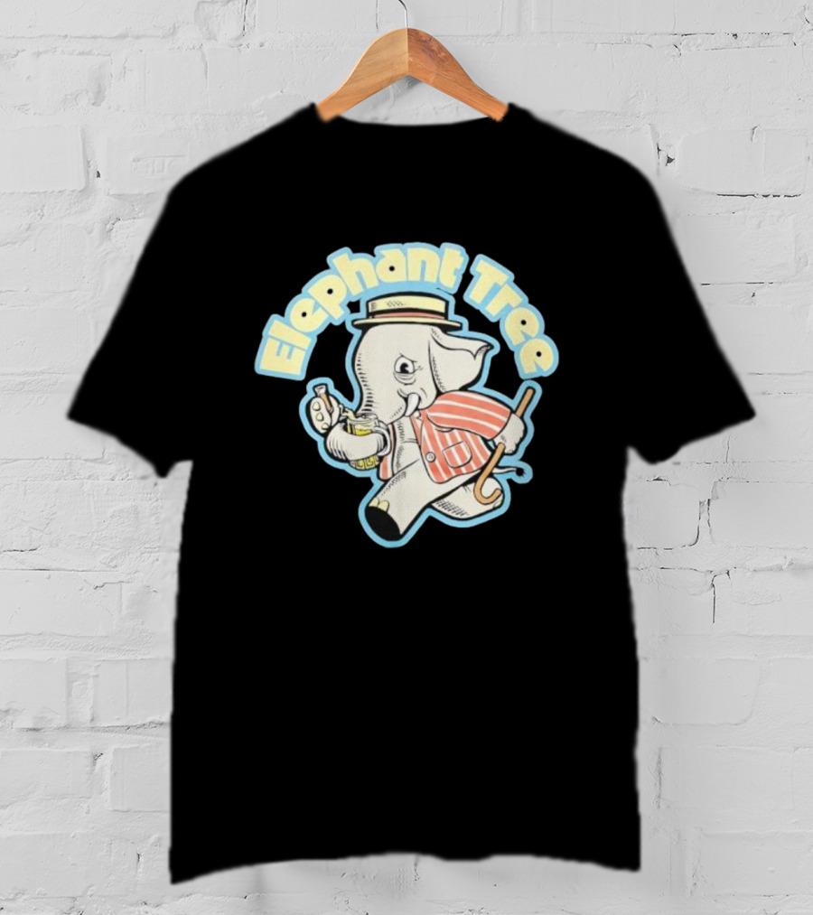 Elephant Tree Vintage Cartoon Style Elephant In Suit And Hat T-Shirt