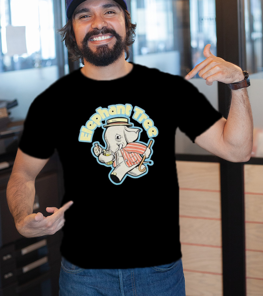 Elephant Tree Vintage Cartoon Style Elephant In Suit And Hat T-Shirt