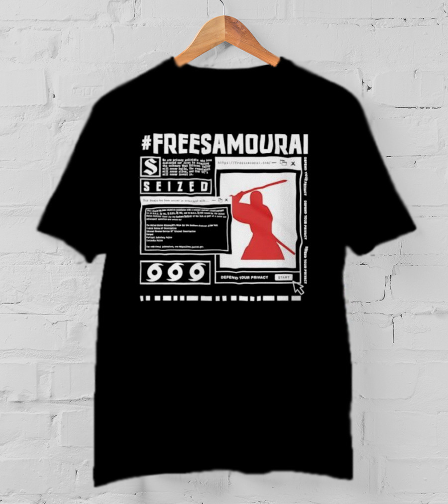 Free Samourai Seized Classic Japanese Warrior Silhouette T-Shirt