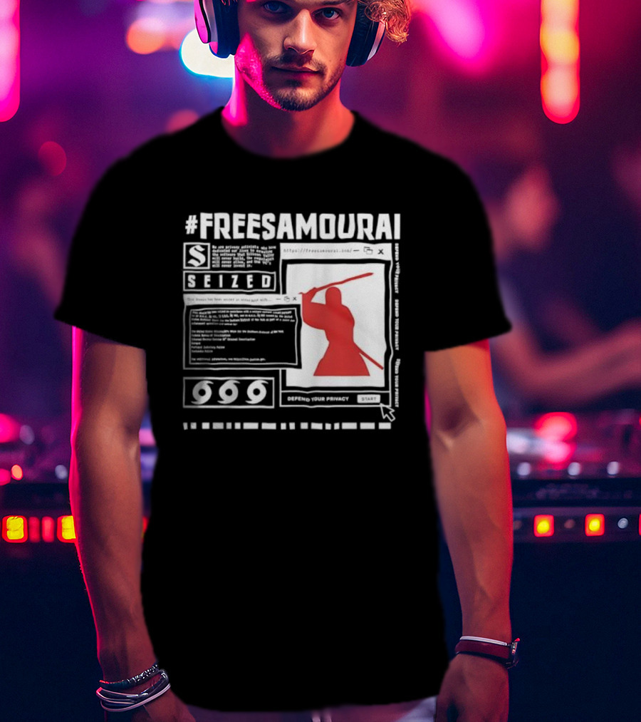 Free Samourai Seized Classic Japanese Warrior Silhouette T-Shirt