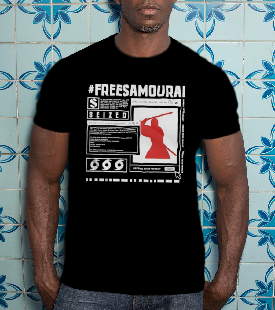 Free Samourai Seized Classic Japanese Warrior Silhouette T-Shirt
