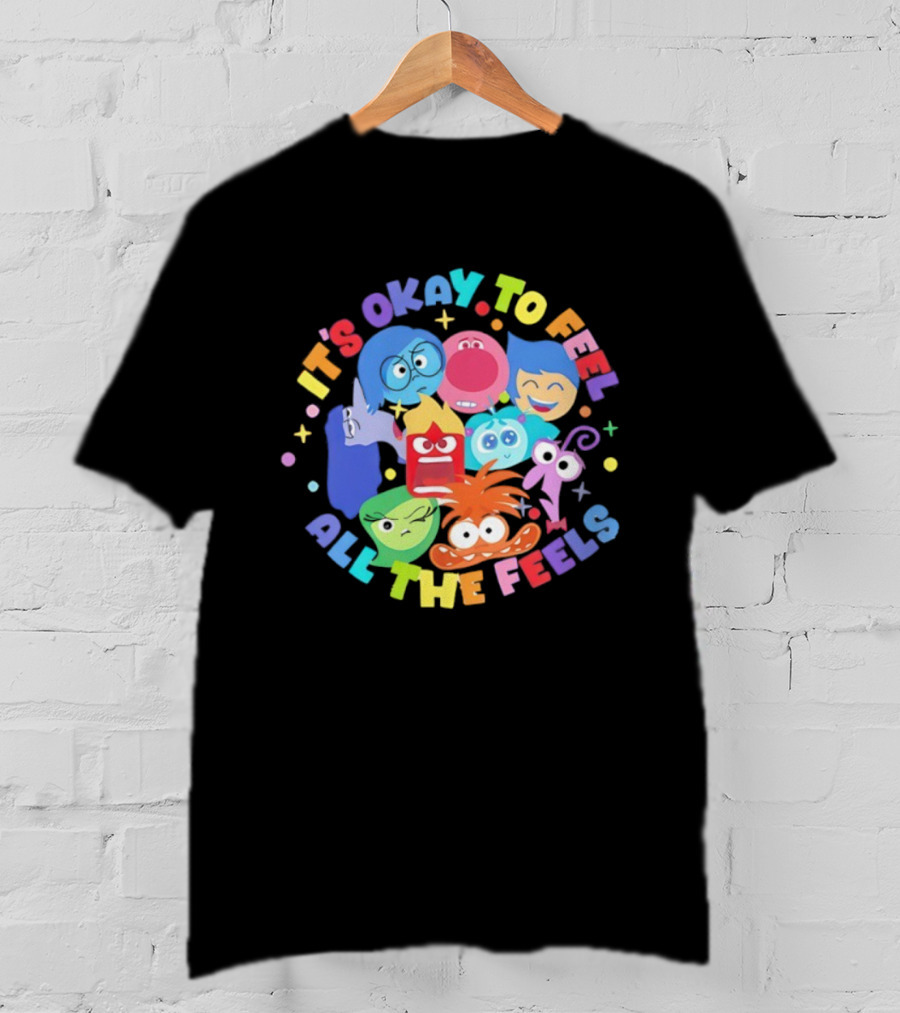 It's Okay To Feel All The Feels Rainbow Characters Circle T-Shirt