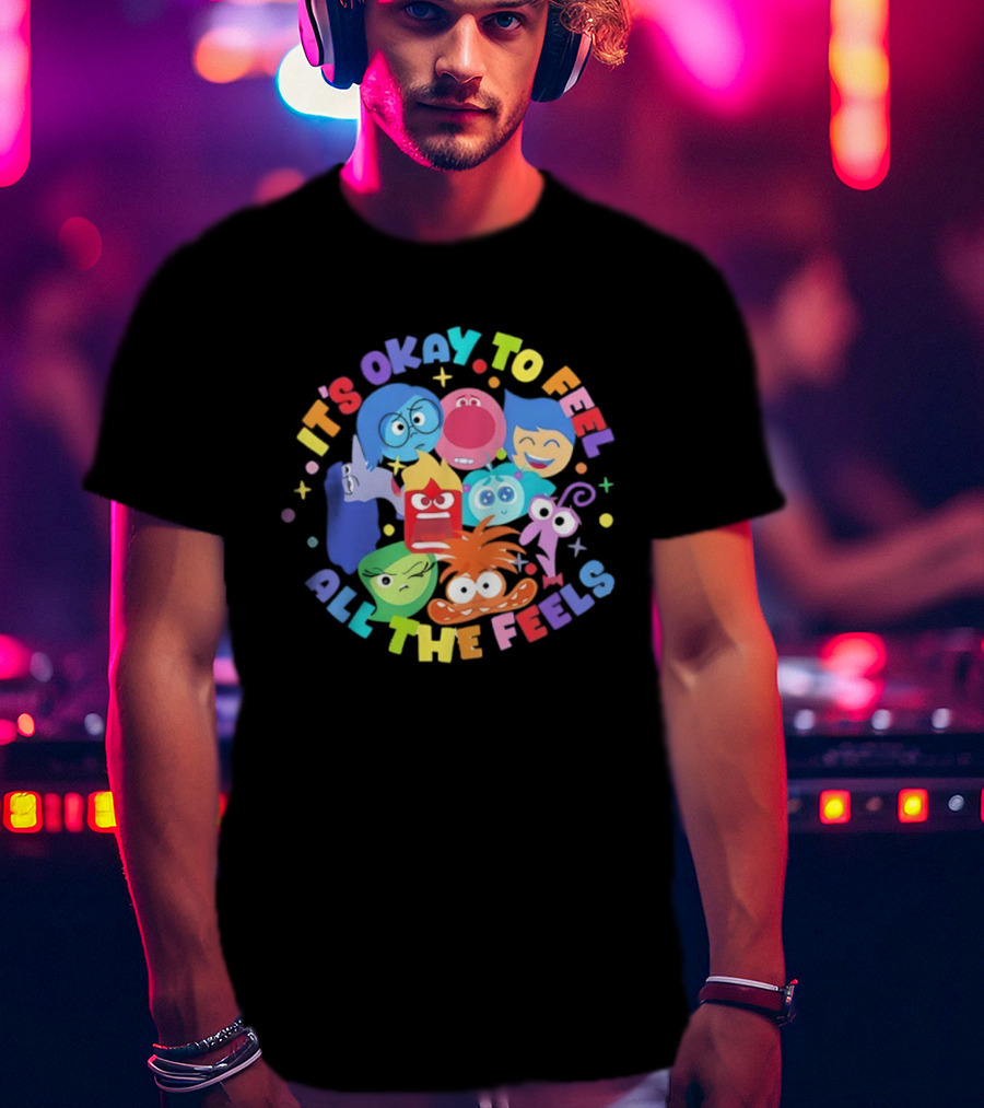 It's Okay To Feel All The Feels Rainbow Characters Circle T-Shirt