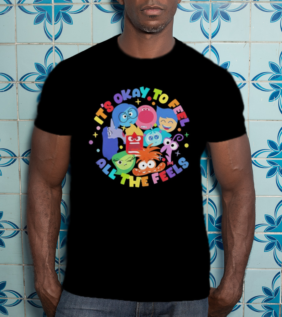 It's Okay To Feel All The Feels Rainbow Characters Circle T-Shirt