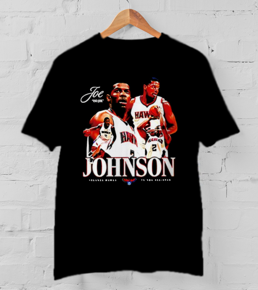 Joe Johnson Atlanta Hawks NBA Basketball Legend And All-Star Hawks Player Image T-Shirt