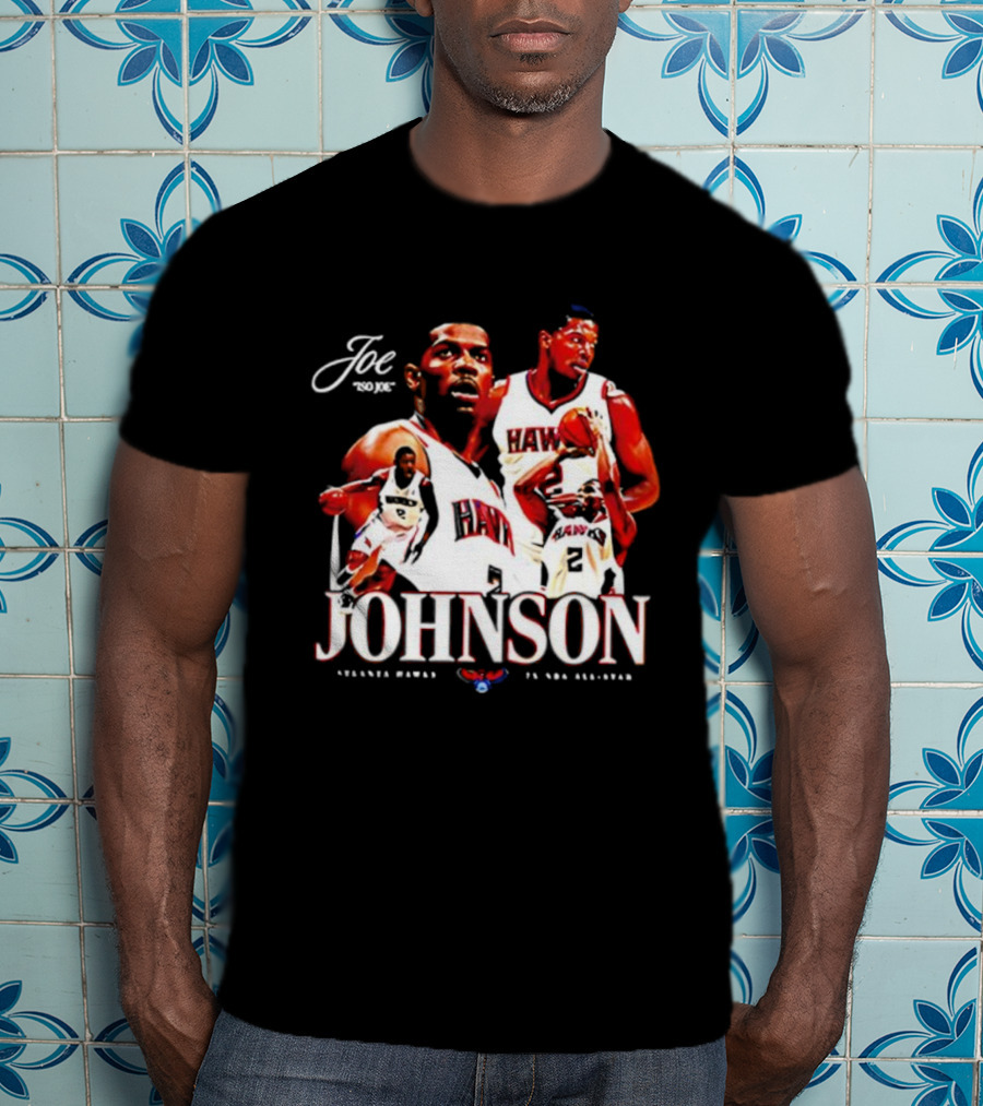 Joe Johnson Atlanta Hawks NBA Basketball Legend And All-Star Hawks Player Image T-Shirt