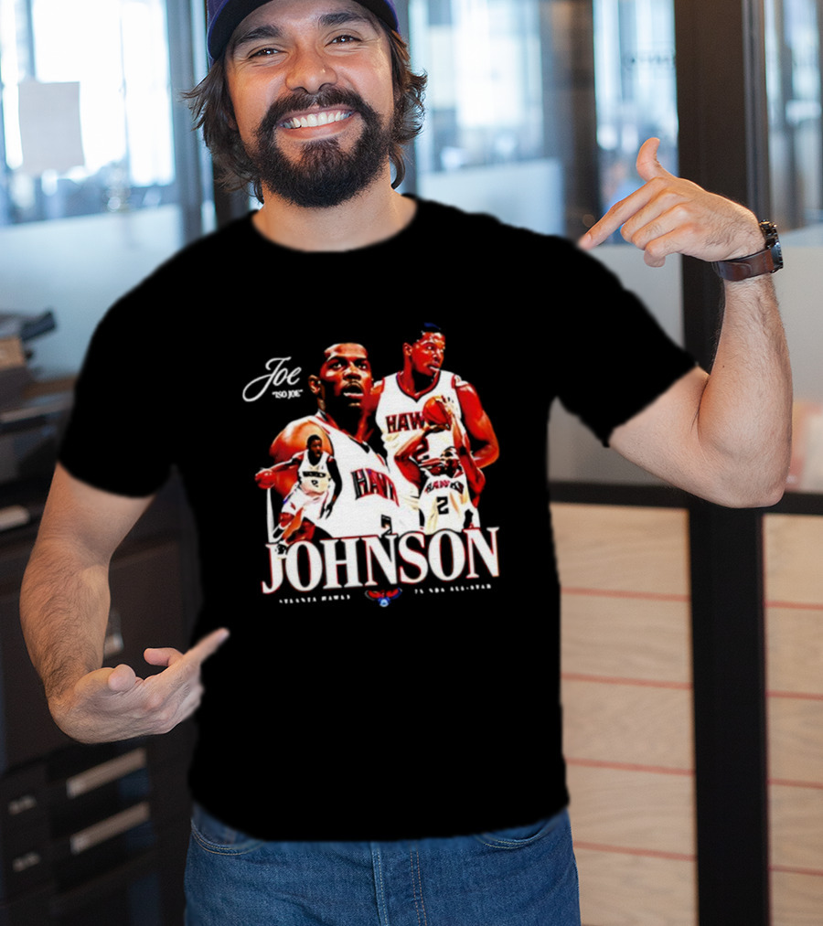 Joe Johnson Atlanta Hawks NBA Basketball Legend And All-Star Hawks Player Image T-Shirt