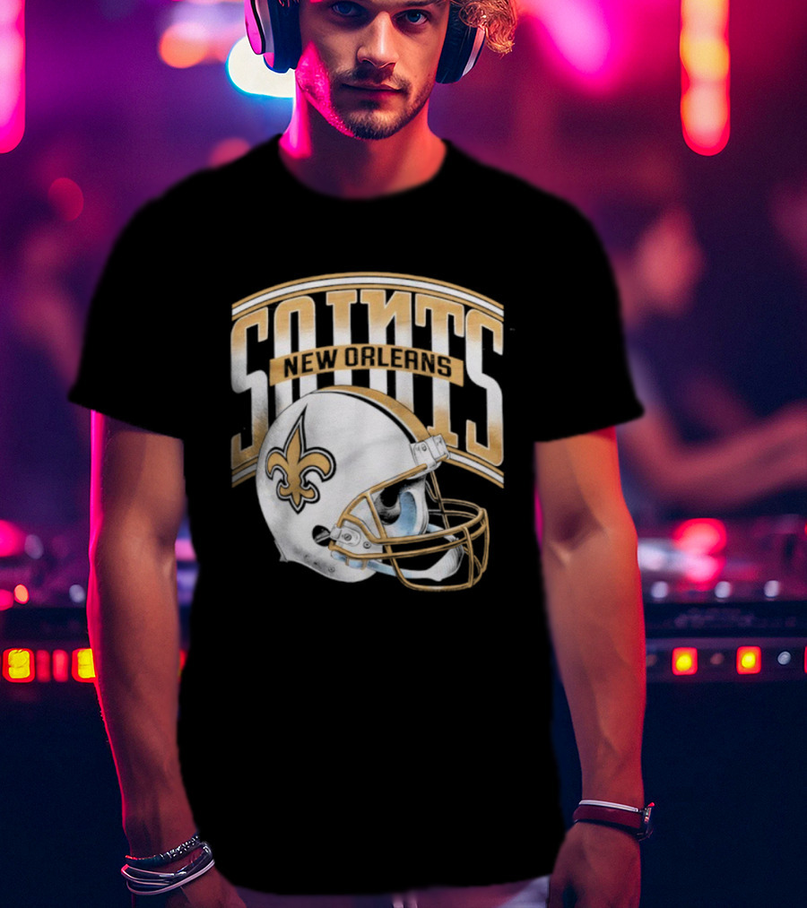 New Orleans Saints Football Helmet Gradient Style T-Shirt