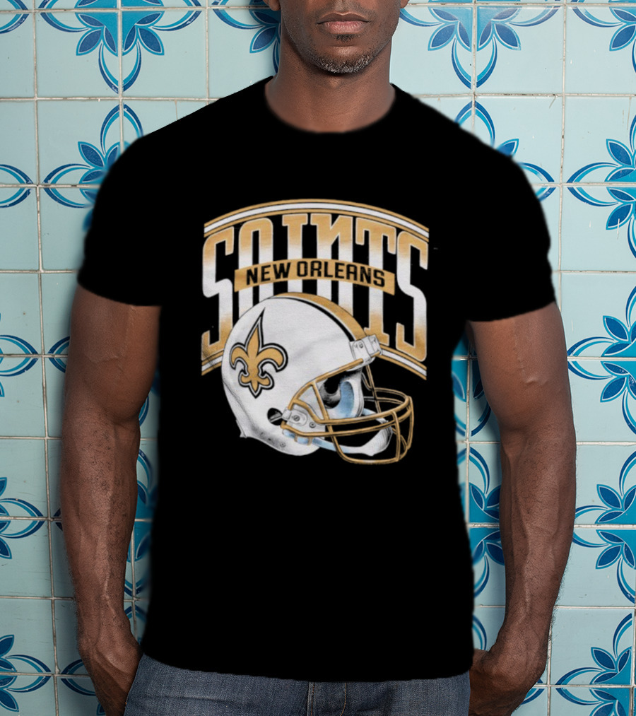 New Orleans Saints Football Helmet Gradient Style T-Shirt