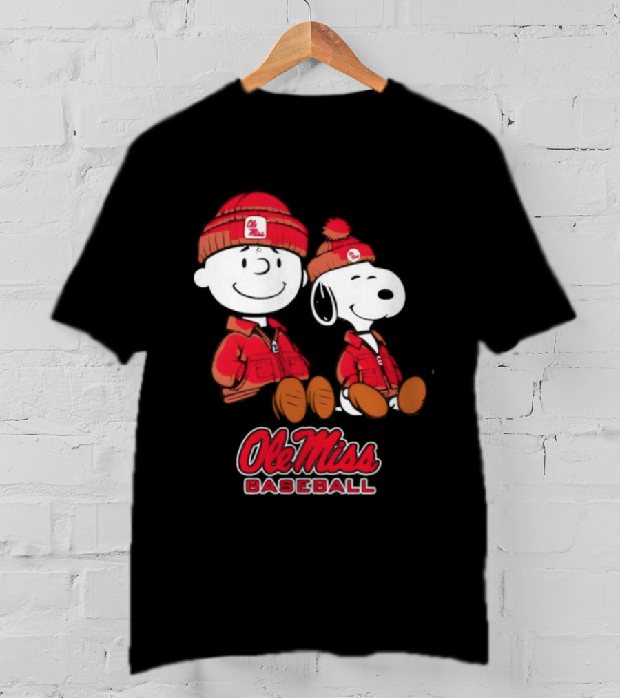 Ole Miss Baseball Snoopy And Charlie Brown Collaboration T-Shirt