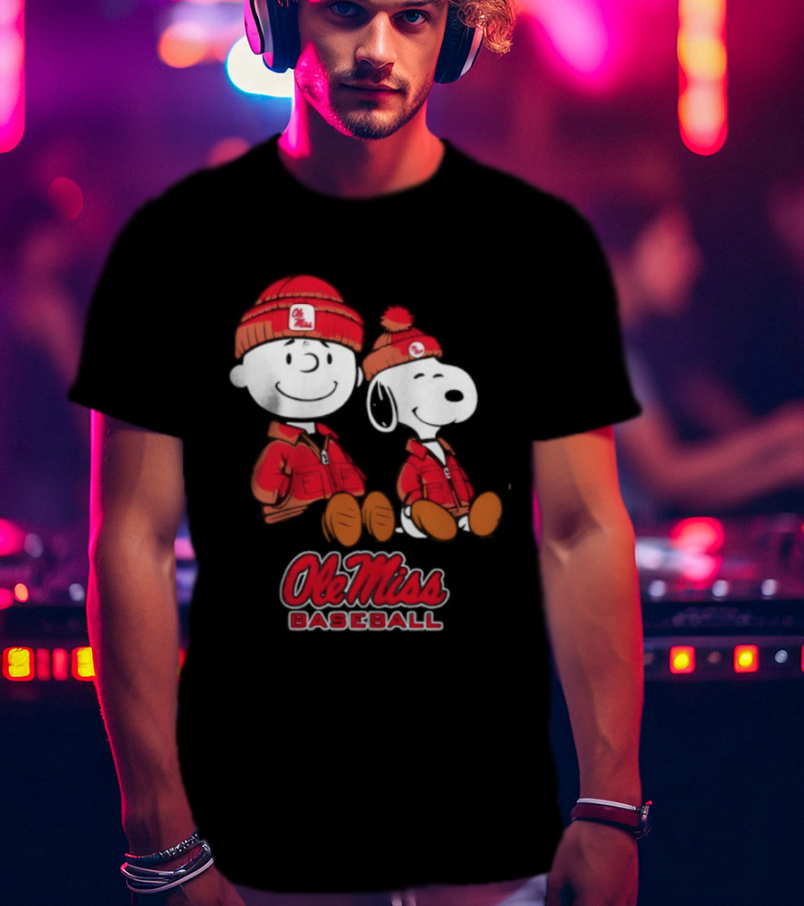 Ole Miss Baseball Snoopy And Charlie Brown Collaboration T-Shirt