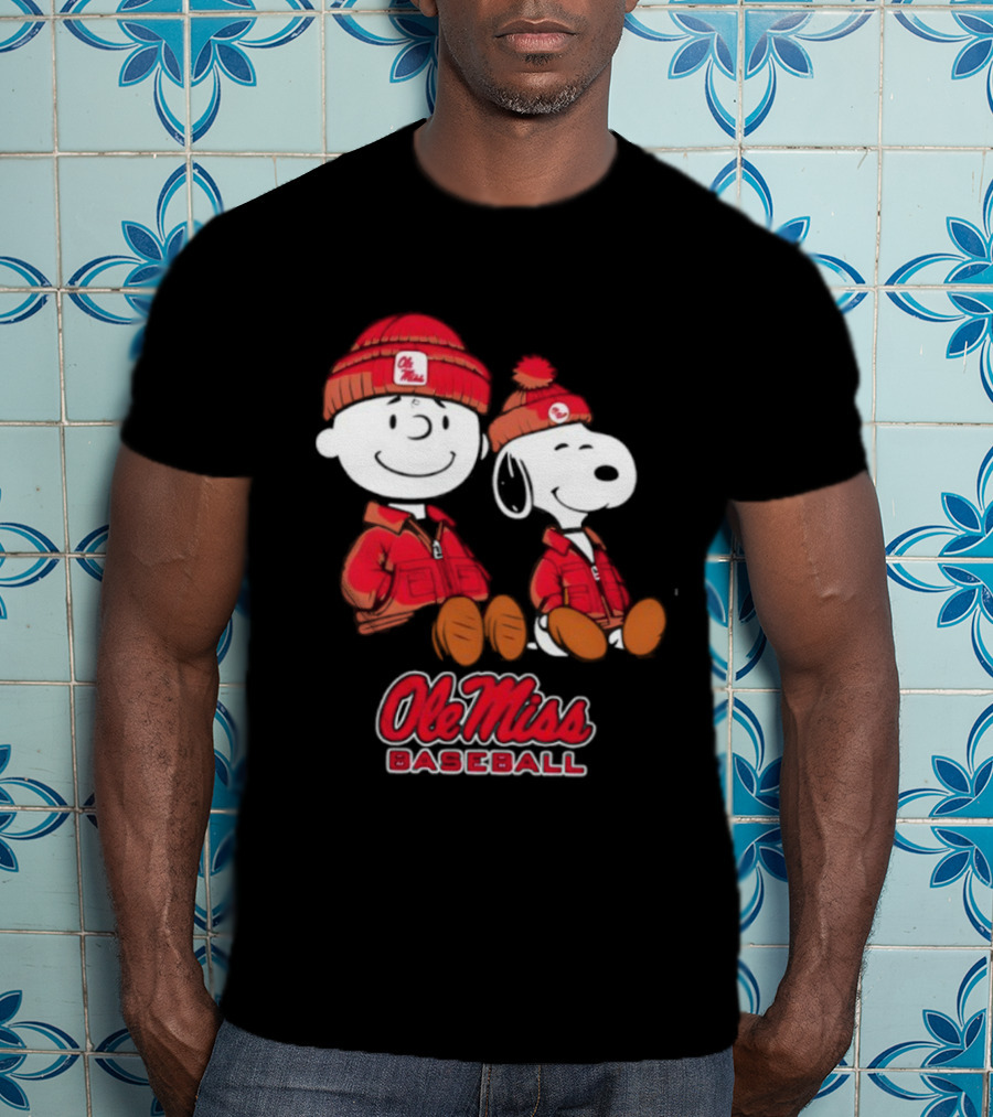 Ole Miss Baseball Snoopy And Charlie Brown Collaboration T-Shirt
