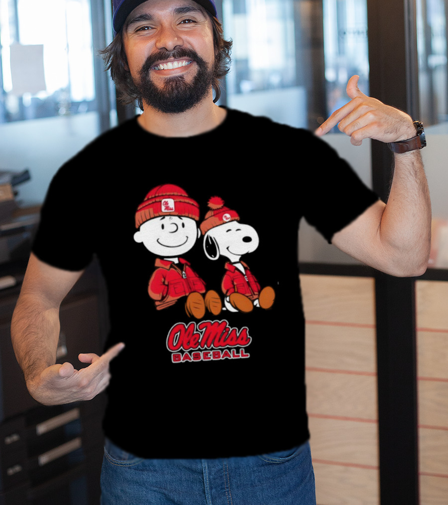 Ole Miss Baseball Snoopy And Charlie Brown Collaboration T-Shirt