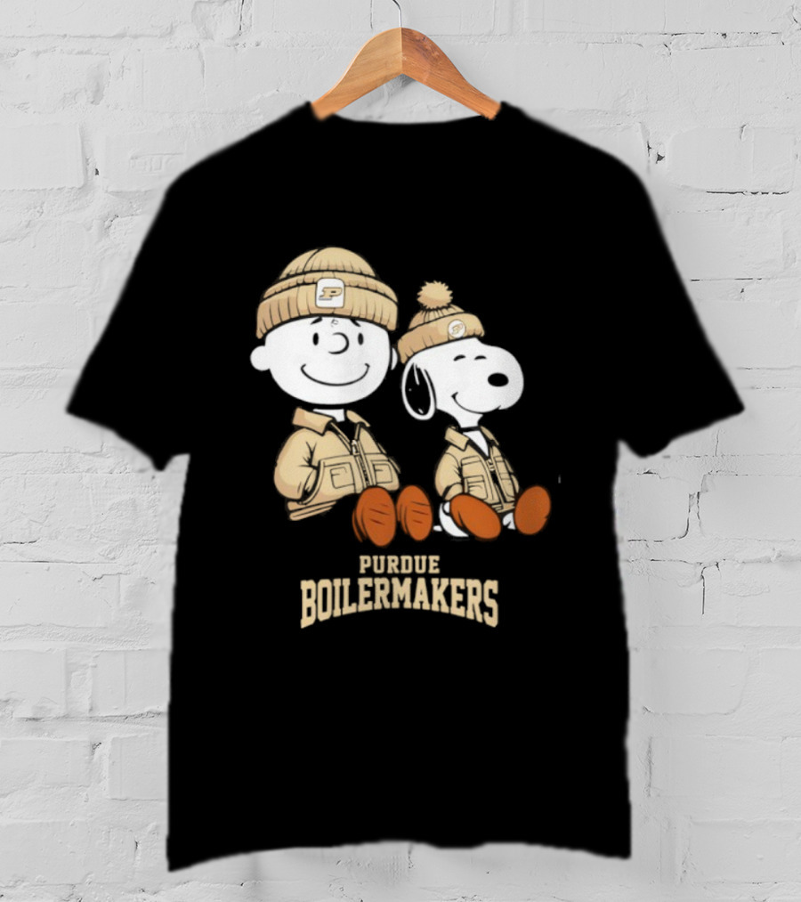 Purdue Boilermakers Snoopy Charlie Brown Peanuts Characters Vintage Style Collaboration T-Shirt