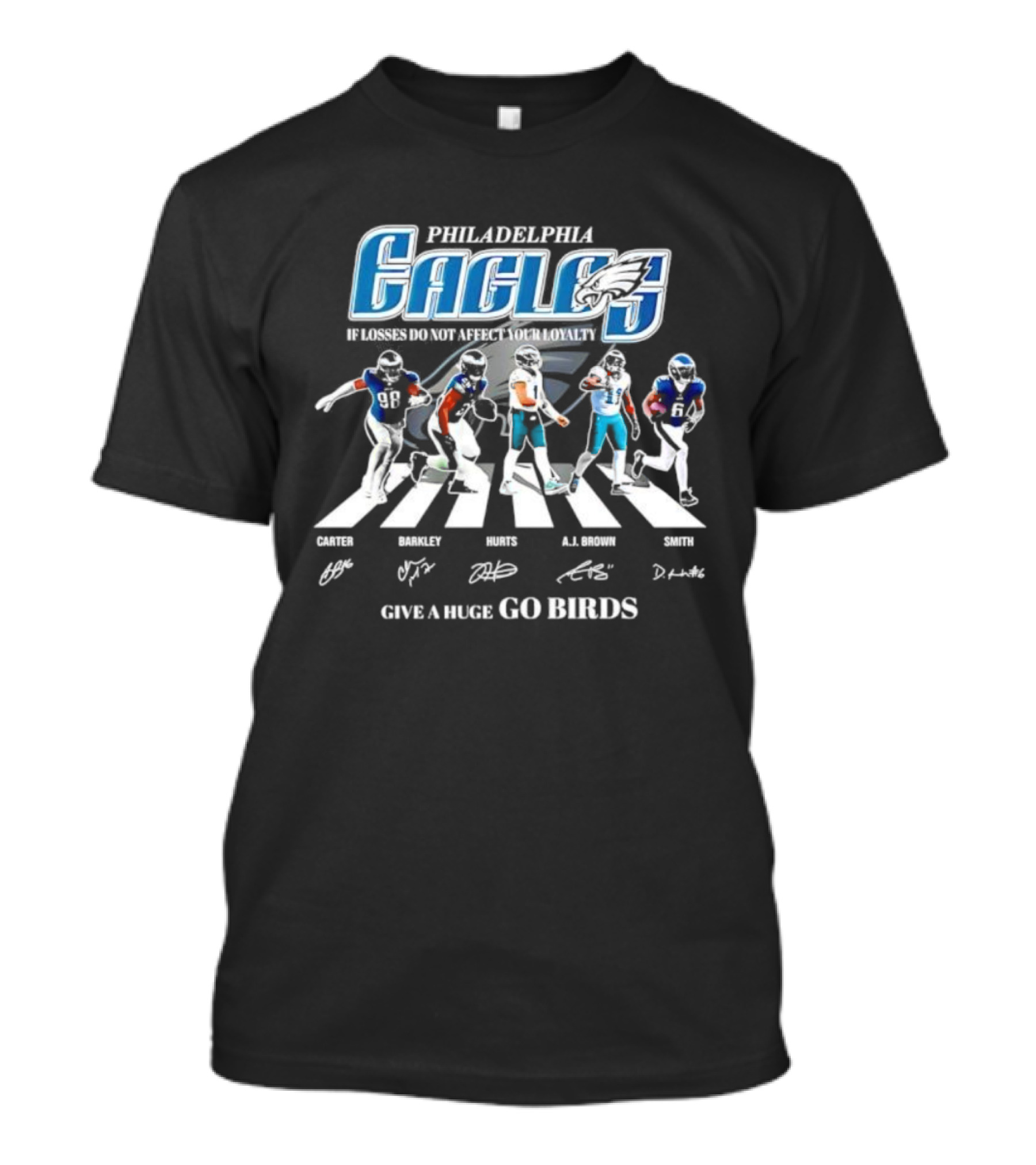 Philadelphia Eagles Carter Barkley Hurts A.J. Brown Smith Go Birds Abbey Road T-Shirt