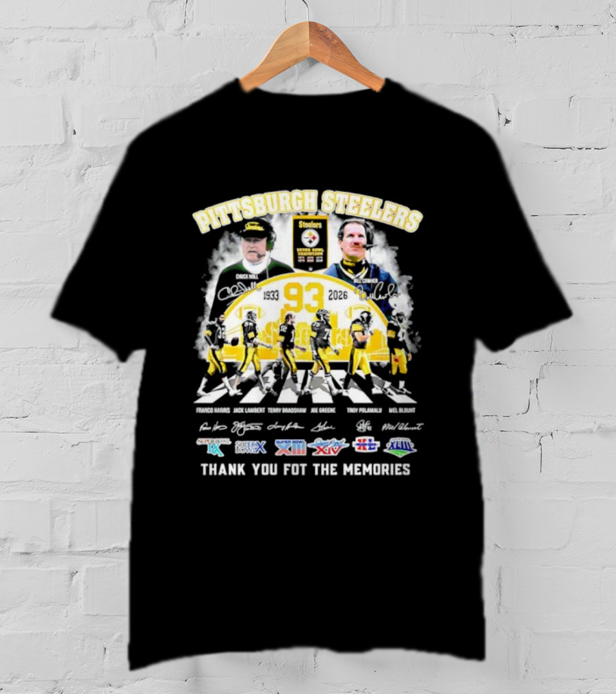 Pittsburgh Steelers Legendary 93 Years Coaches Players Signatures Memories T-Shirt
