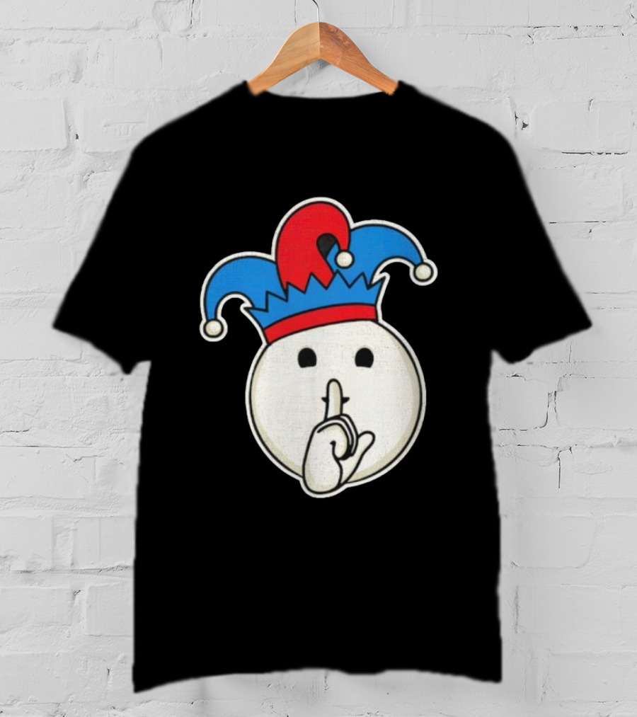 Silent Fool Jester Emoji Quiet Gesture T-Shirt