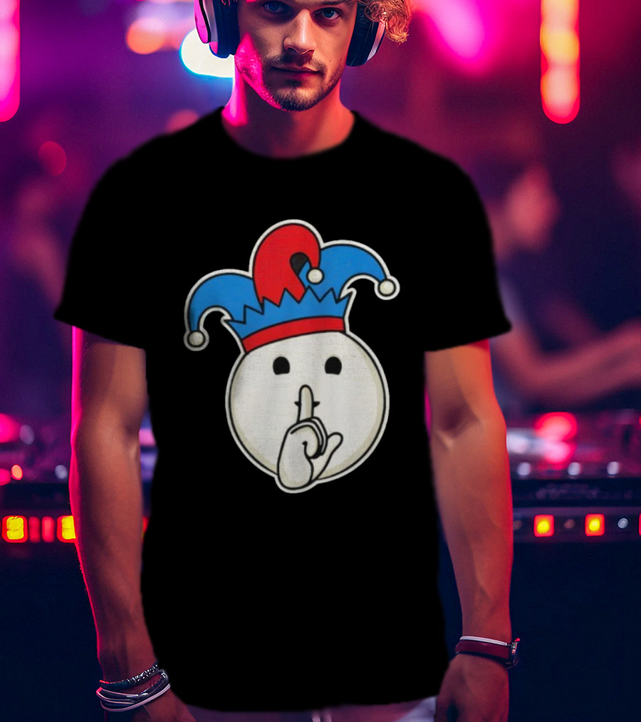 Silent Fool Jester Emoji Quiet Gesture T-Shirt
