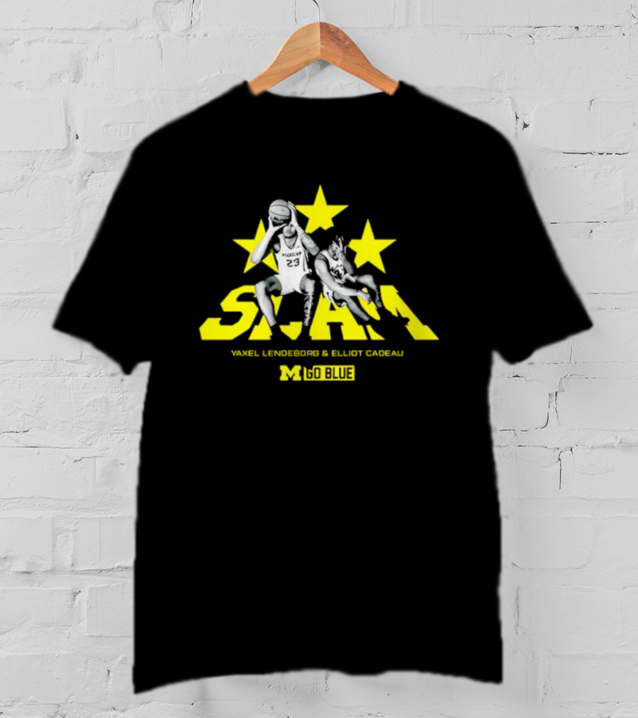 SLAM Yaxel Lendeborg Elliot Cadeau Michigan M Go Blue Stars T-Shirt