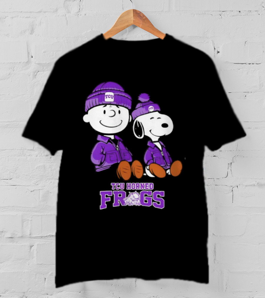 TCU Horned Frogs Snoopy Charlie Brown Collaboration Football Fan Gear T-Shirt