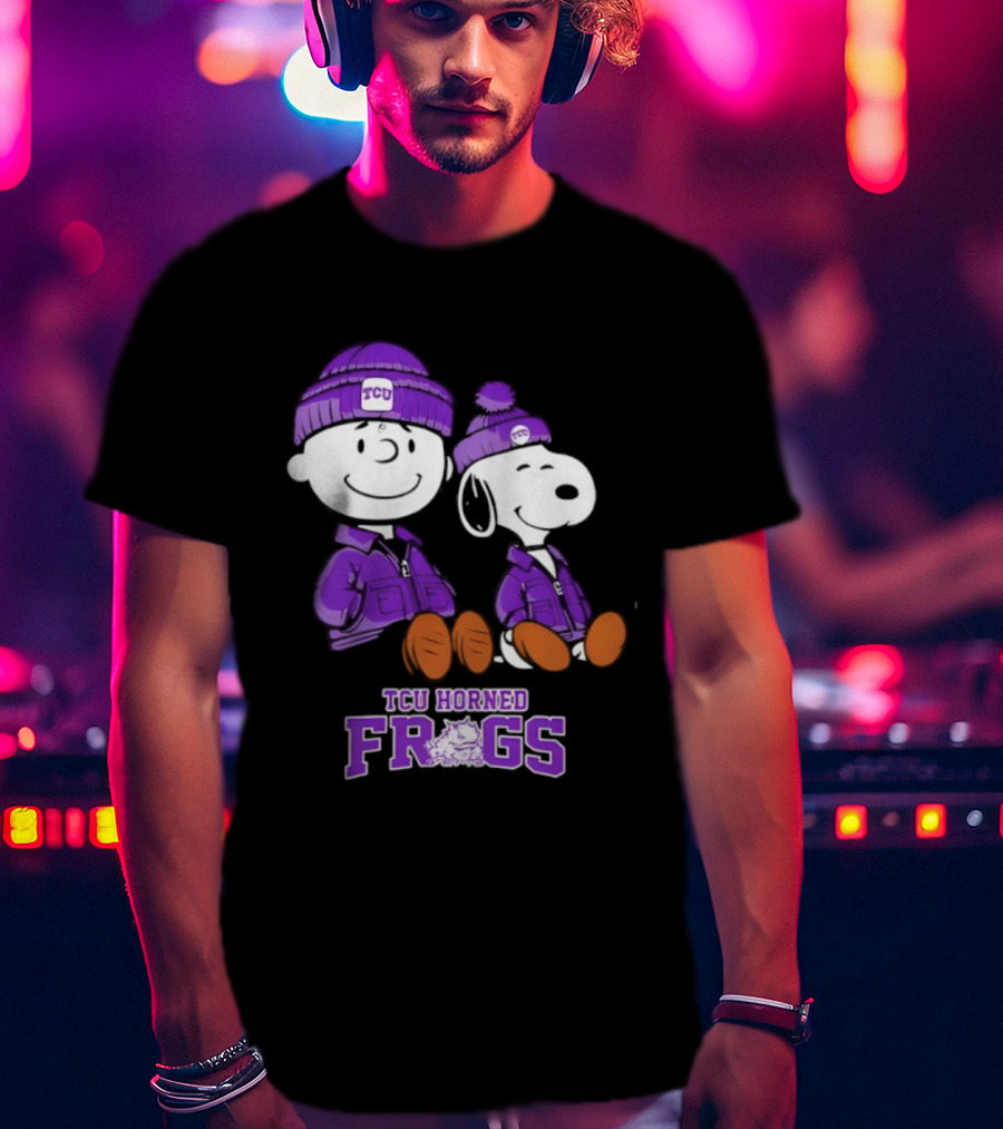 TCU Horned Frogs Snoopy Charlie Brown Collaboration Football Fan Gear T-Shirt