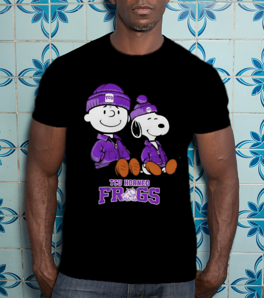 TCU Horned Frogs Snoopy Charlie Brown Collaboration Football Fan Gear T-Shirt