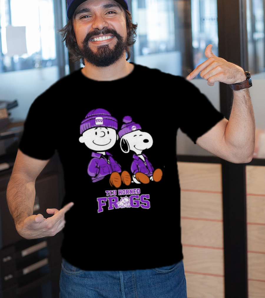 TCU Horned Frogs Snoopy Charlie Brown Collaboration Football Fan Gear T-Shirt