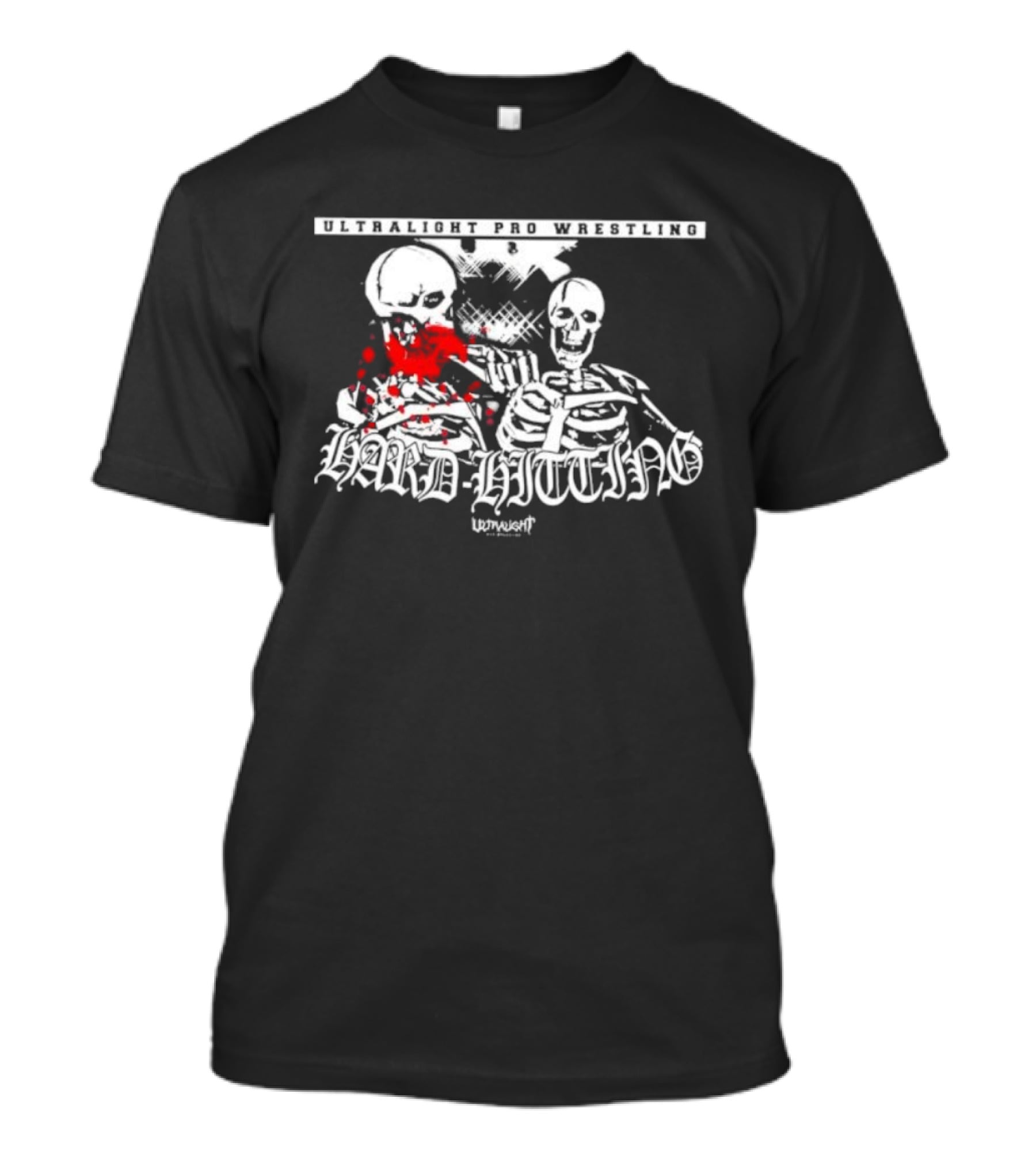 ULTRALIGHT Pro Wrestling Hard Hitting Skeletons Combat Scene T-Shirt
