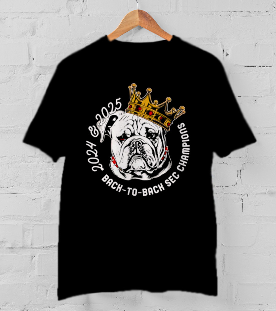 2024 2025 Back-to-Back SEC Champions Bulldog Crown T-Shirt