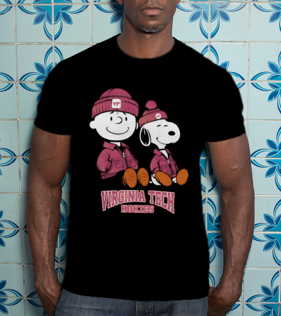 Virginia Tech Hokies Snoopy Charlie Brown Peanuts VT Collaboration T-Shirt
