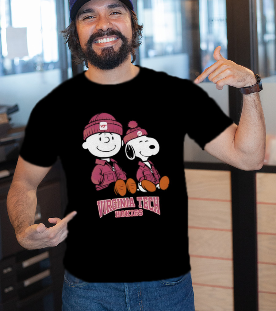 Virginia Tech Hokies Snoopy Charlie Brown Peanuts VT Collaboration T-Shirt