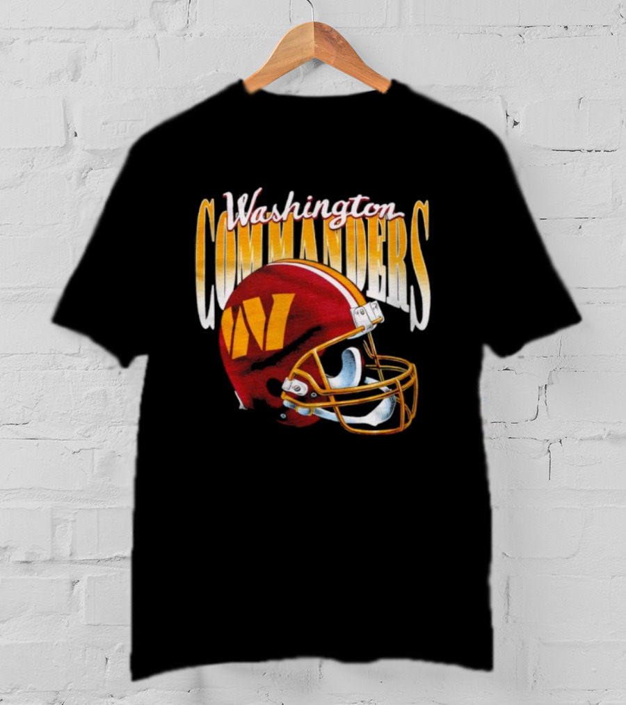 Washington Commanders Gradient Helmet Retro Style Red Yellow W T-Shirt