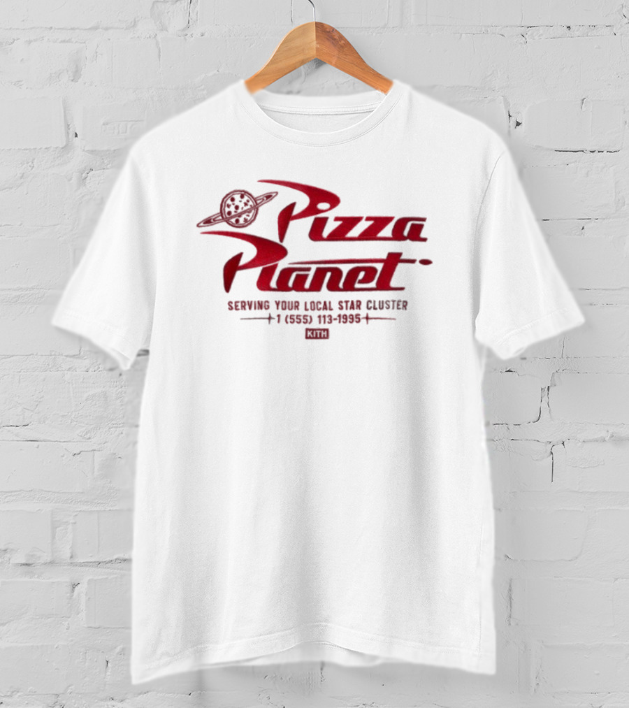 Disney Kith For Pixar Pizza Planet Nelson Leaving Your Local Star Cluster Call 771-8000 T-Shirt