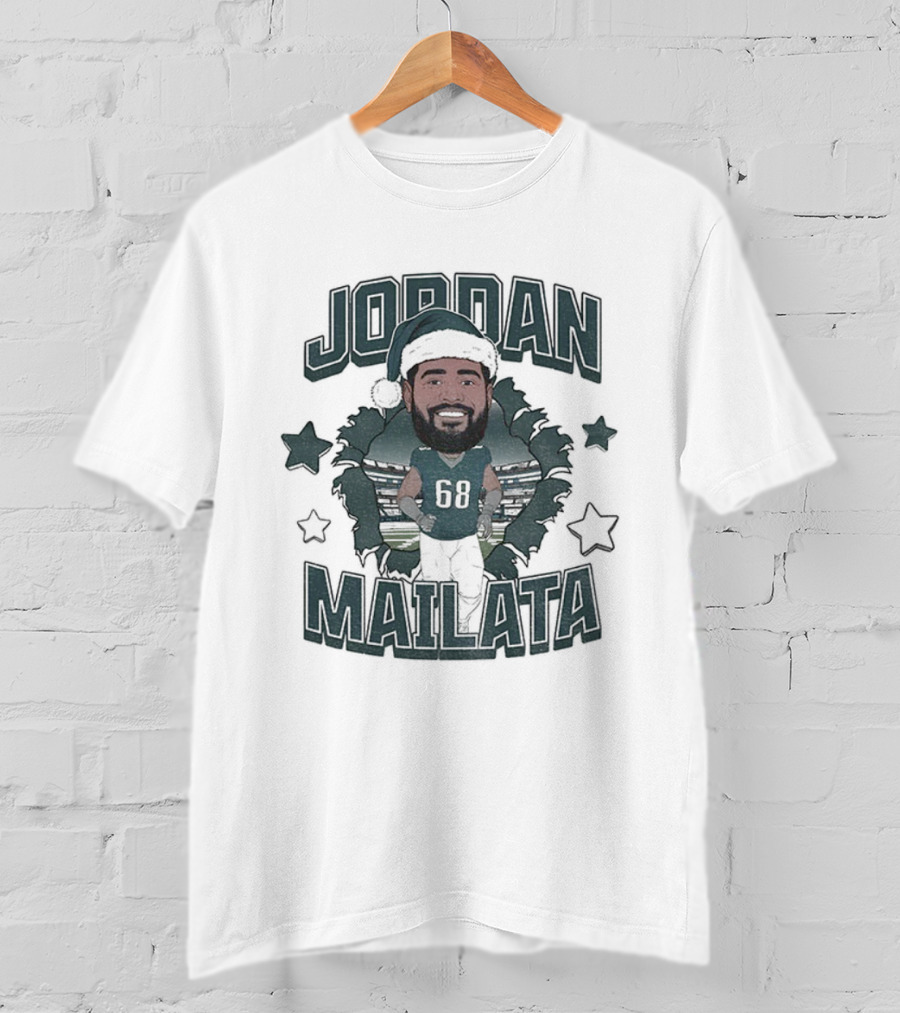 Jordan Mailata Santa Hat Philadelphia Eagles Football NFL Merry Christmas T-Shirt