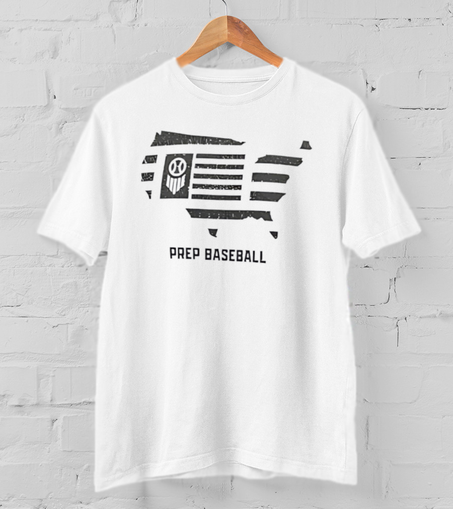 Prep Baseball United States Flag Map Design T-Shirt