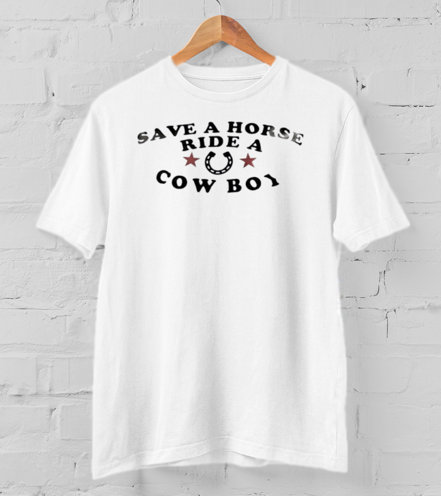 Save A Horse Ride A Cowboy Stars Horseshoe T-Shirt