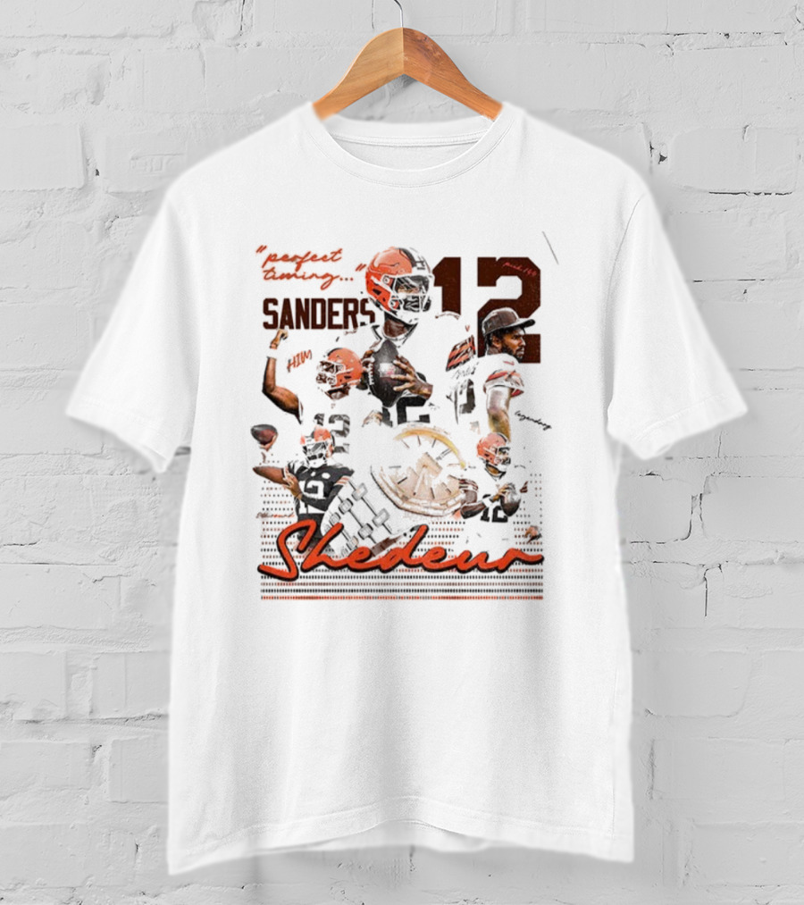 Shedeur Sanders 12 Perfect Timing Cleveland Browns NFL Football 2025 T-Shirt