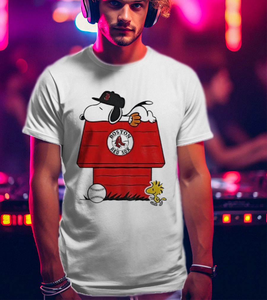Snoopy Woodstock Boston Red Sox Dugout MLB Baseball T-Shirt