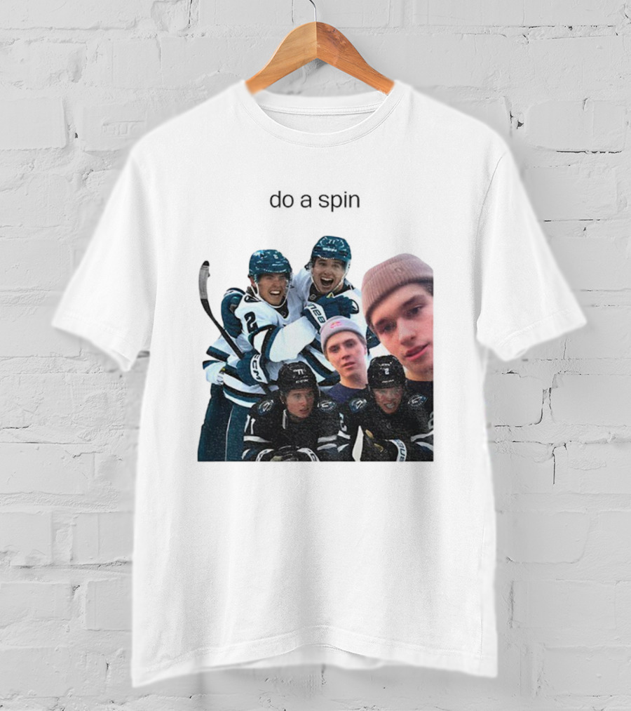 San Jose Sharks Will Smith Macklin Celebrini Do A Spin Hockey Team Players T-Shirt