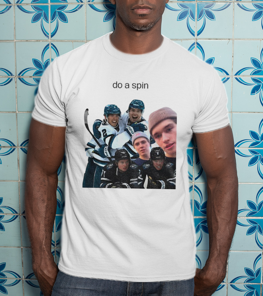 San Jose Sharks Will Smith Macklin Celebrini Do A Spin Hockey Team Players T-Shirt