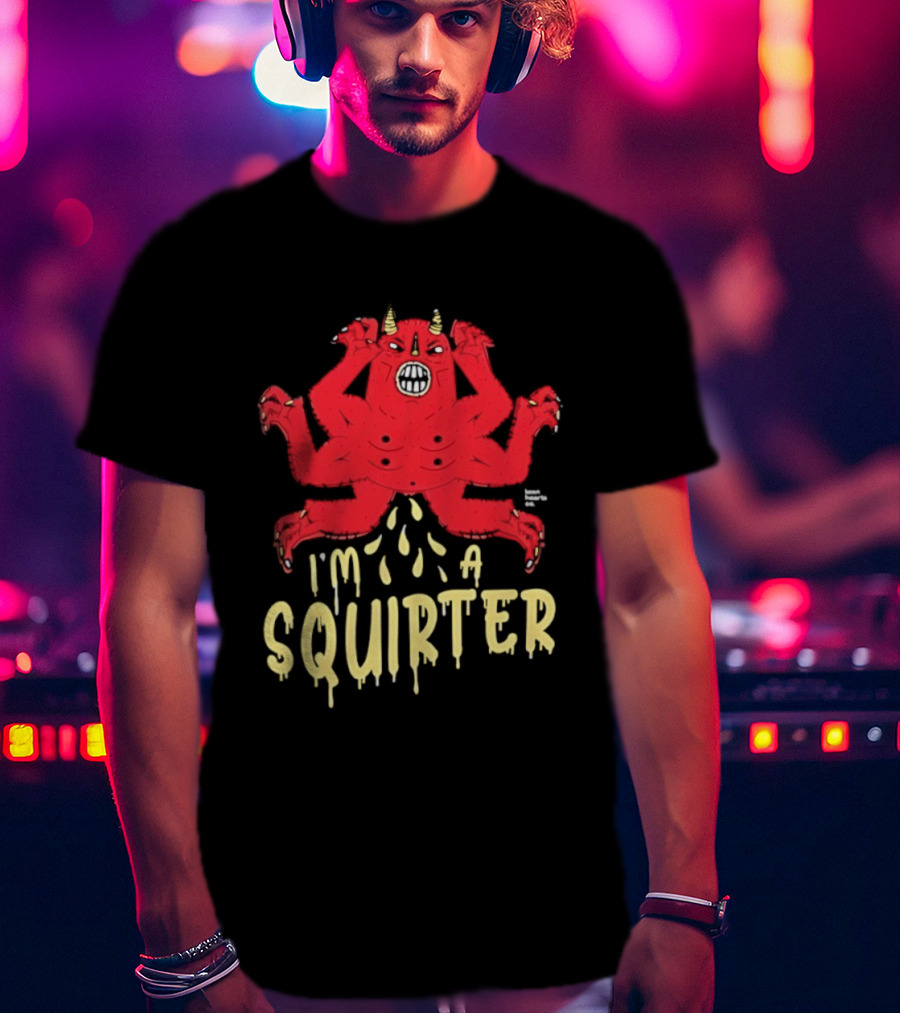 Edgy Devil Character I'm A Squirter Humor Design T-Shirt