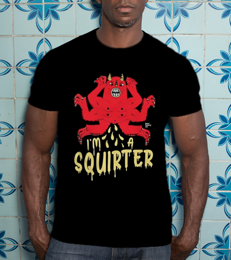 Edgy Devil Character I'm A Squirter Humor Design T-Shirt