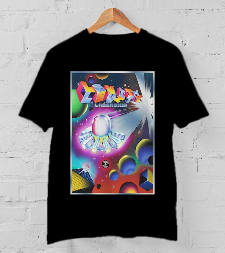 Levity Lasership Tour Cosmic Adventure Spaceship And Planets Retro Sci-Fi Theme T-Shirt