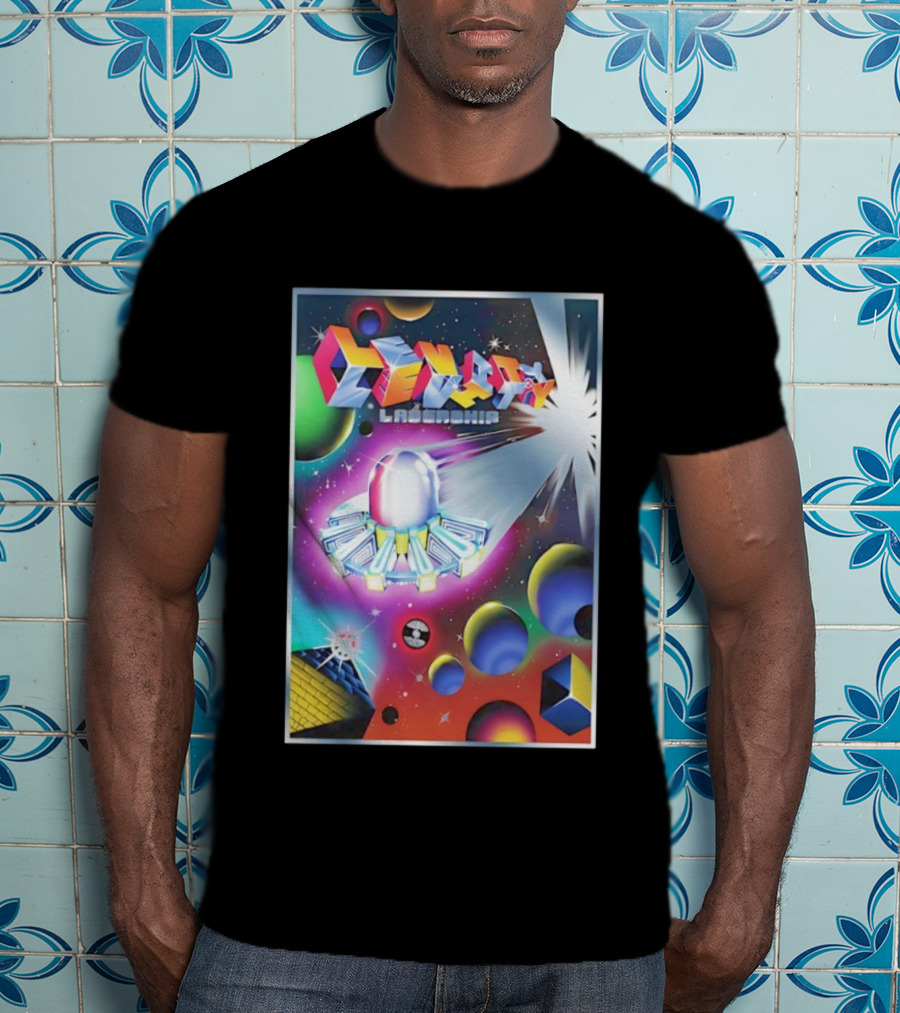 Levity Lasership Tour Cosmic Adventure Spaceship And Planets Retro Sci-Fi Theme T-Shirt