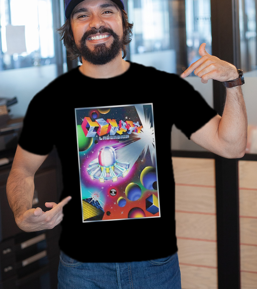Levity Lasership Tour Cosmic Adventure Spaceship And Planets Retro Sci-Fi Theme T-Shirt