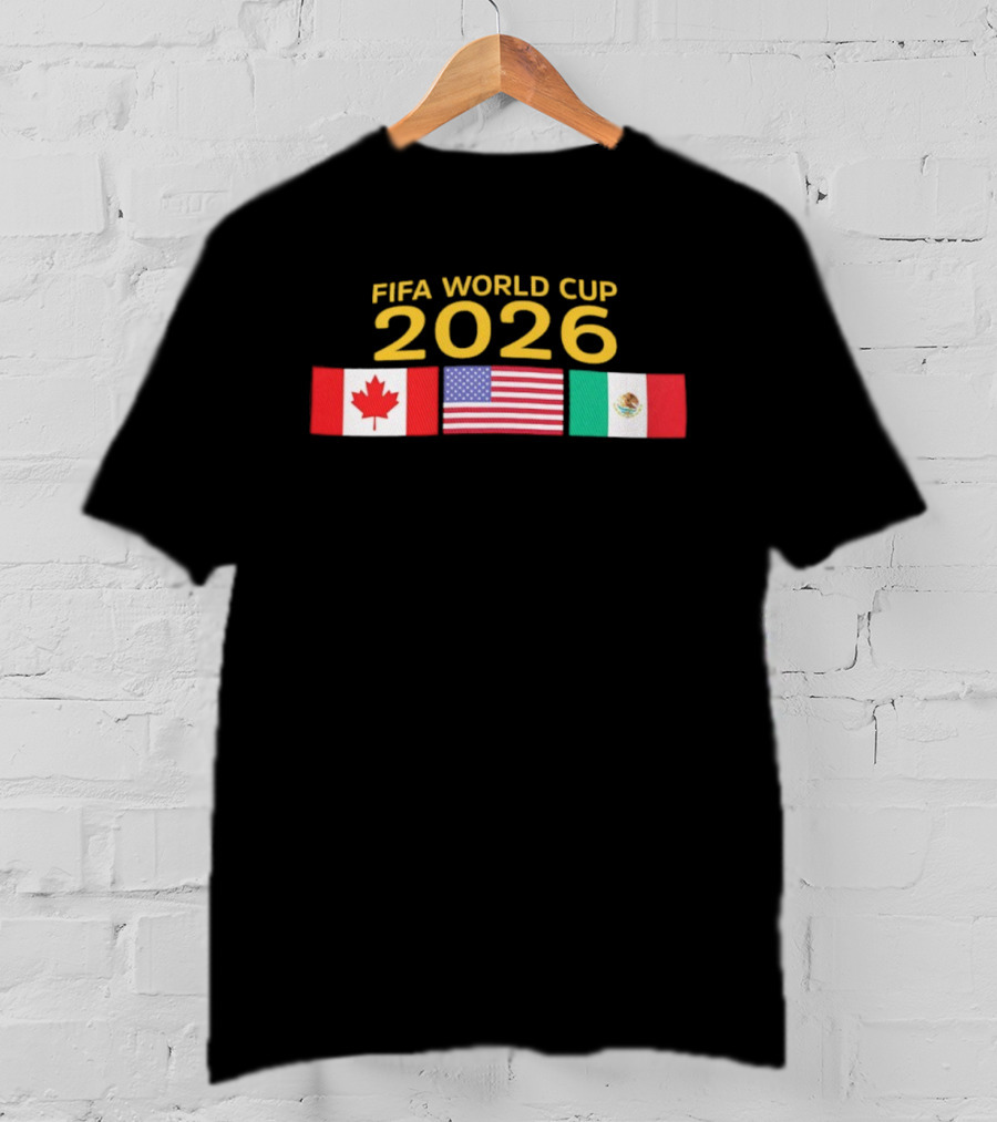 FIFA World Cup 2026 Canada USA Mexico Flags T-Shirt