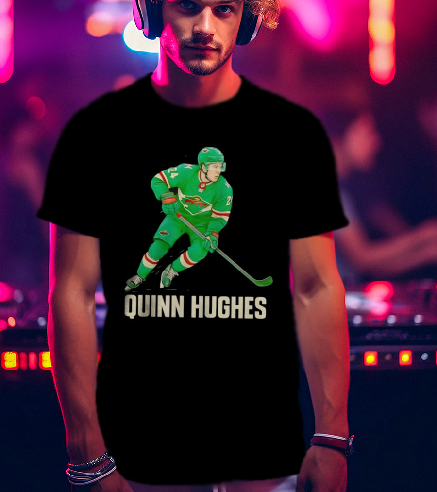 Quinn Hughes Minnesota Wild Hockey Skater T-Shirt